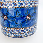 Utensil Jar 5”.  Handmade Polish pottery.  UNIKAT Cobalt Poppies