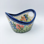 Basket Container Small.  Handmade Polish pottery.  UNIKAT Meadow Design