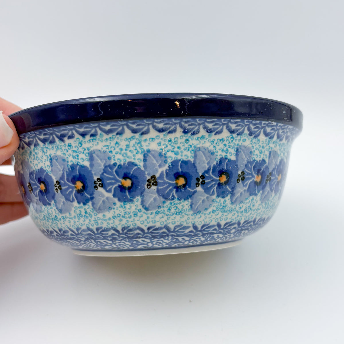 6” Bowl.  Hand crafted Polish pottery stoneware: UNIKAT Deep Winter Design