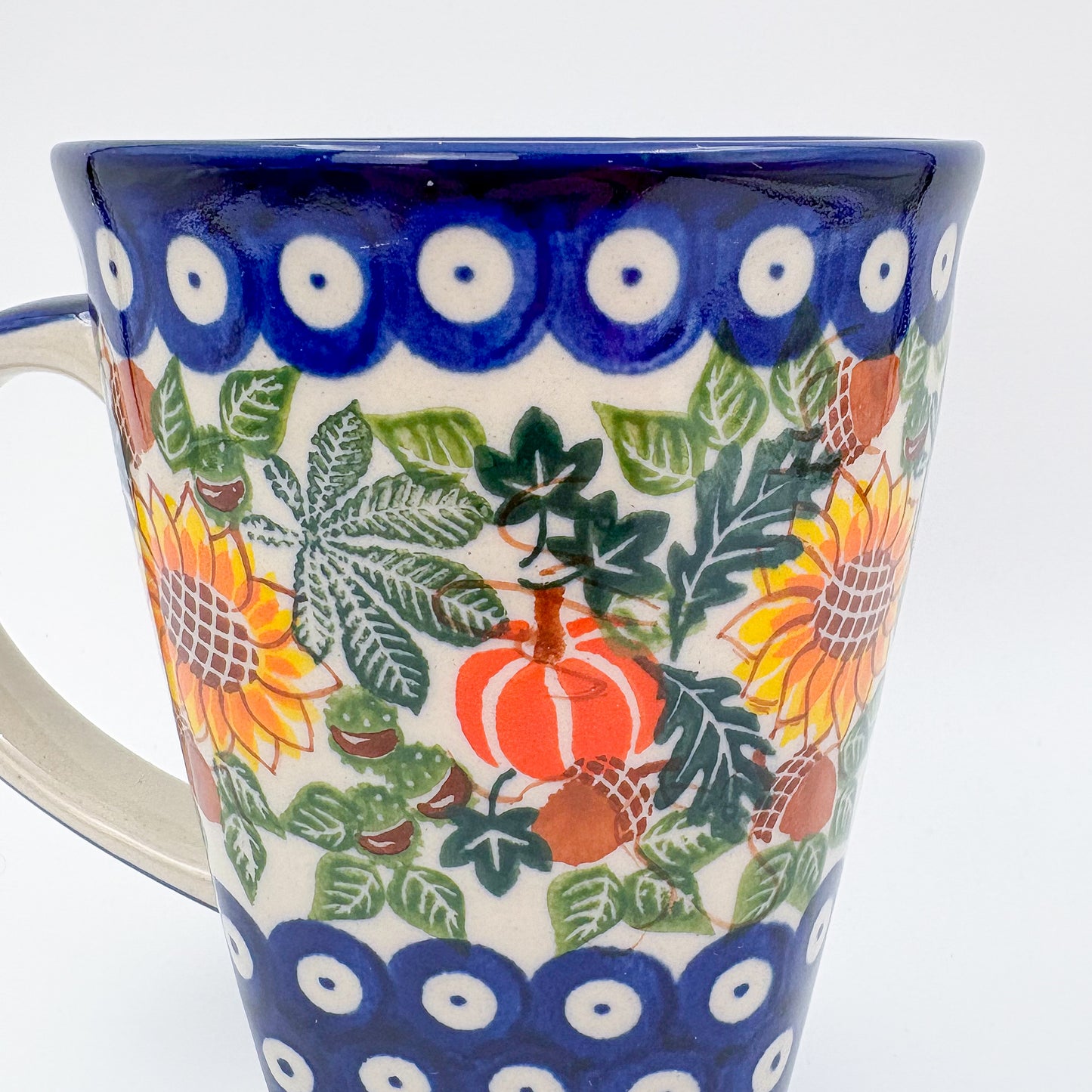 Mug XL 18oz. Handcrafted Polish pottery stoneware:  UNIKAT Sunflower Meadow
