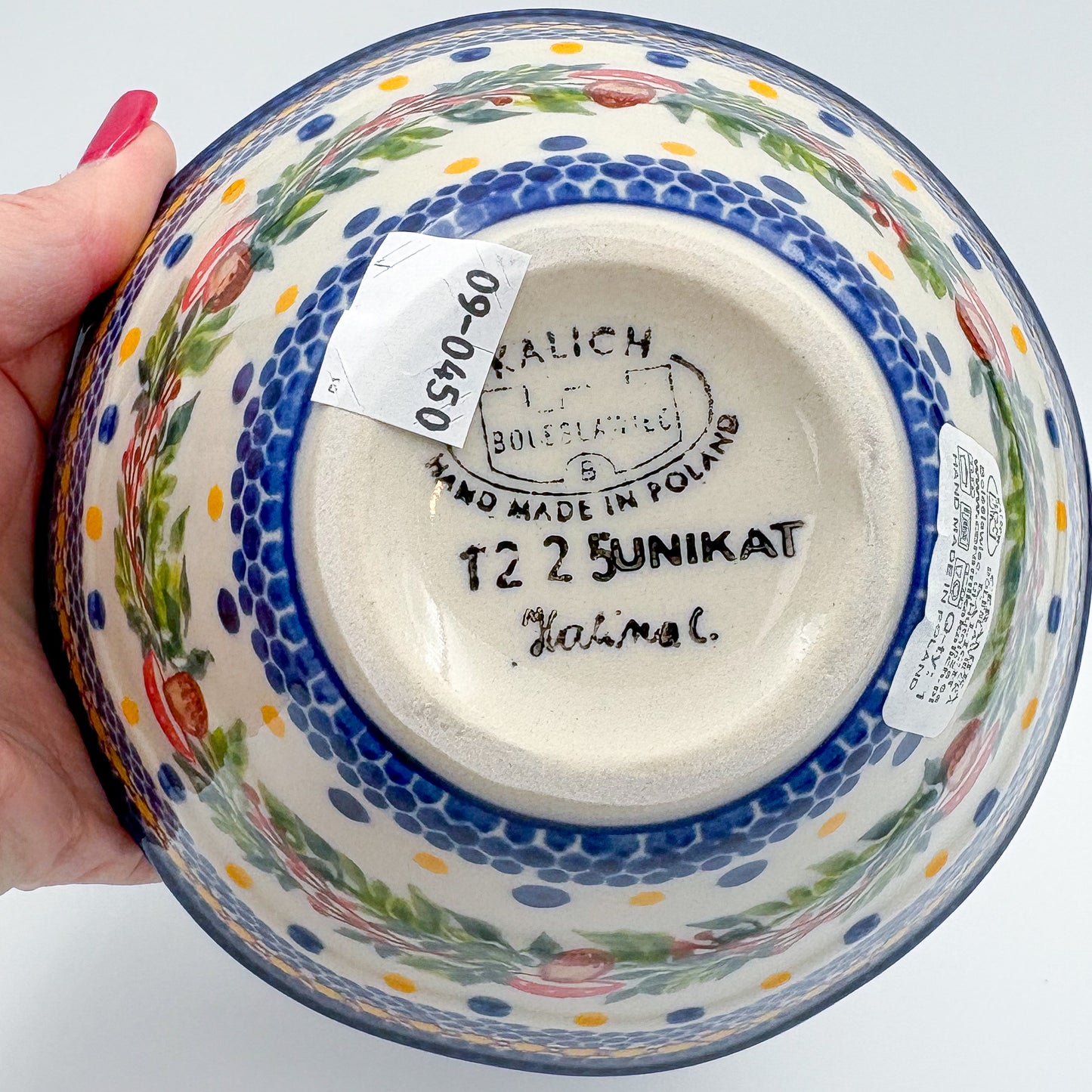 6” Small Viki Bowl.  Hand crafted Polish pottery stoneware:  Mushroom Design