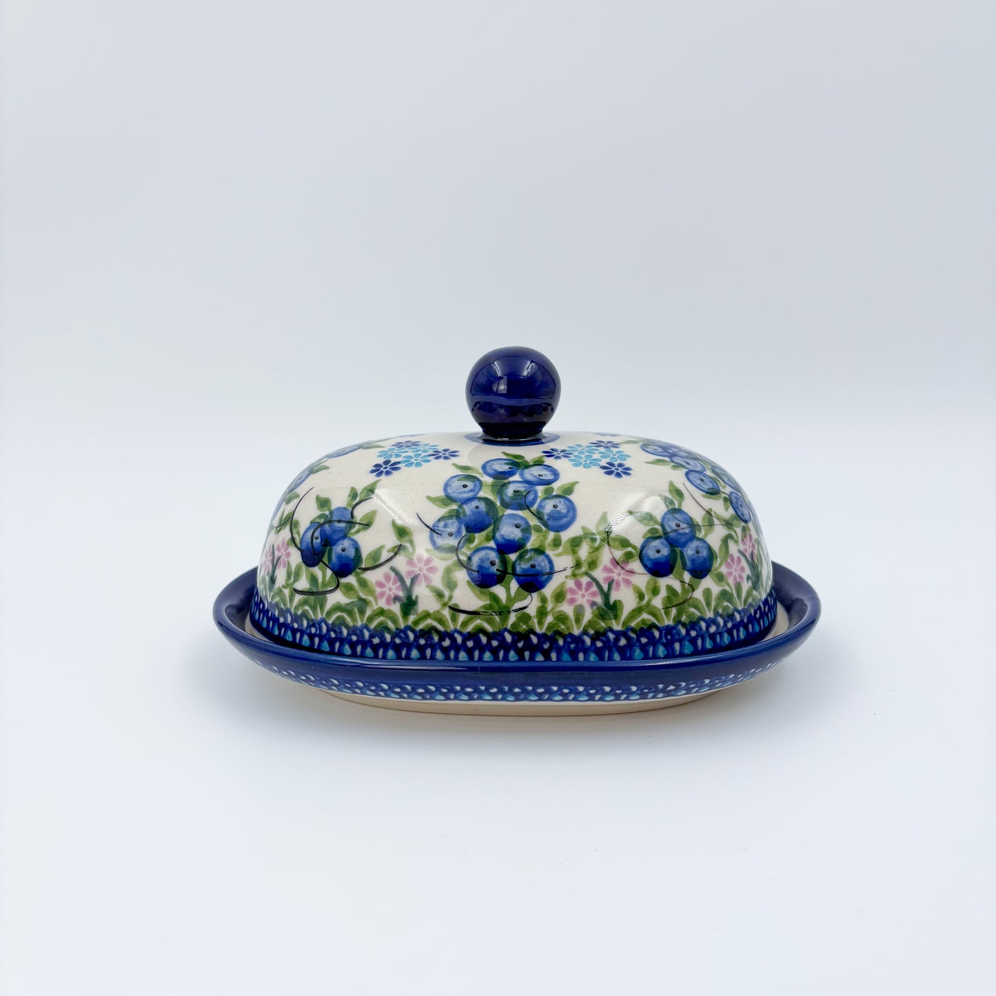 Butter Dish Oval: UNIKAT Blueberry Design