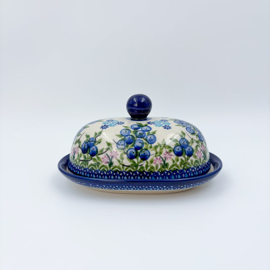 Butter Dish Oval: UNIKAT Blueberry Design
