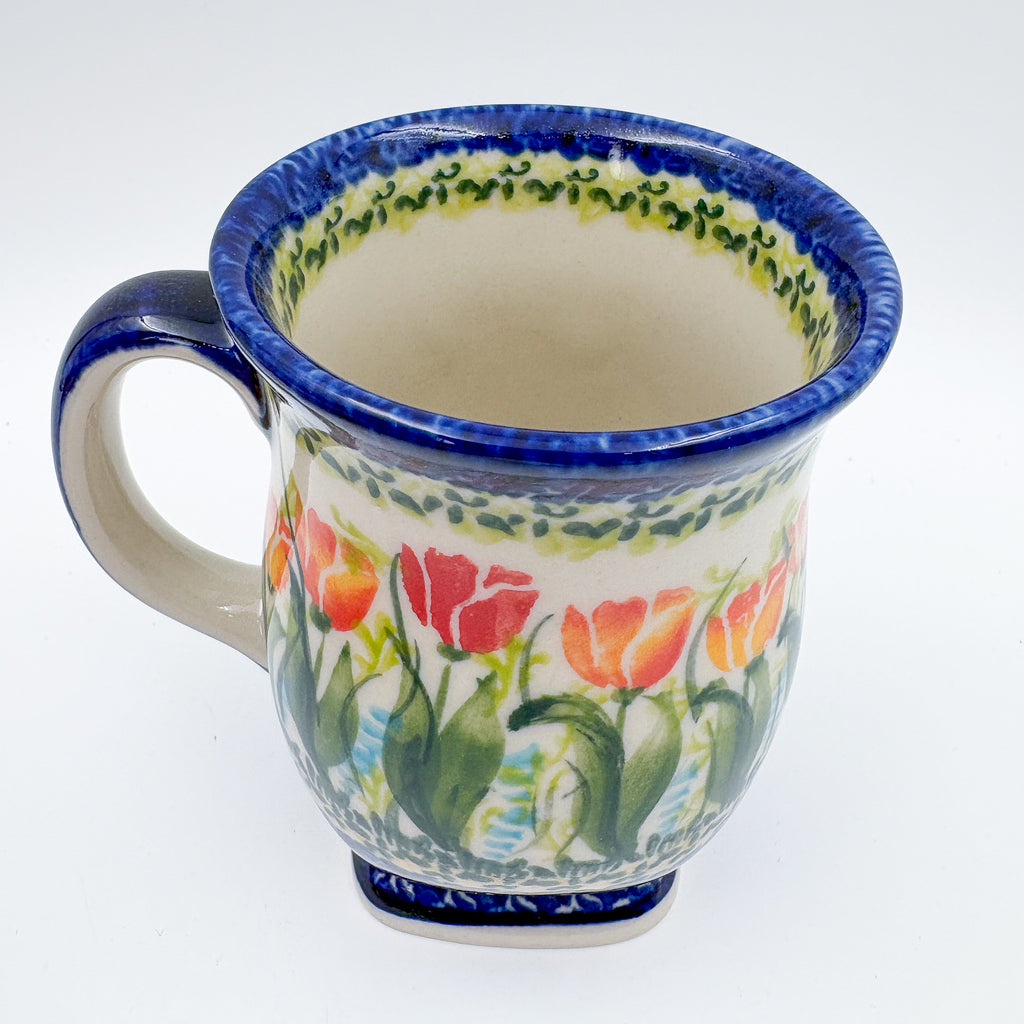 Wild Tulips mug, angled top view showing interior