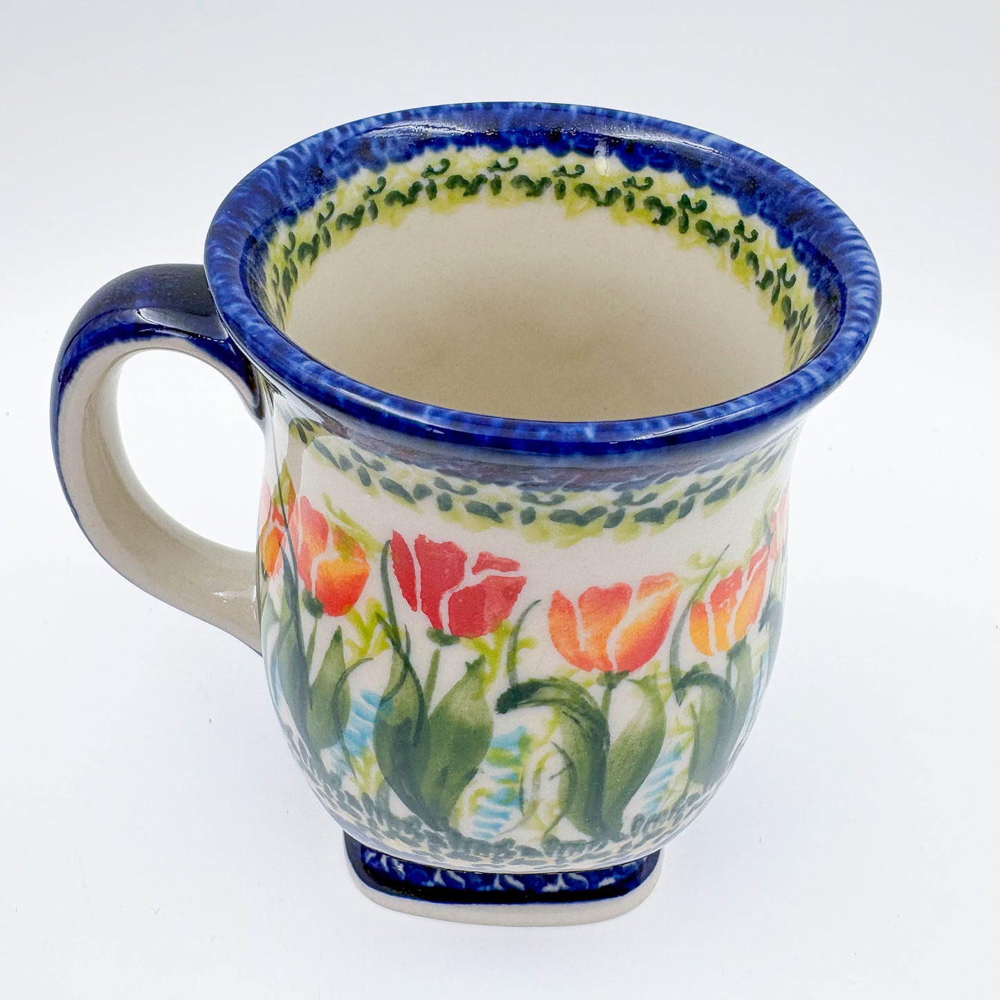 Tulip Mug 10oz. Handcrafted Polish pottery stoneware:  UNIKAT Wild Tulips