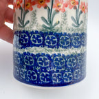 Soap Dispenser 5”.  Handmade Polish pottery.  Peach Spring Daisy Design