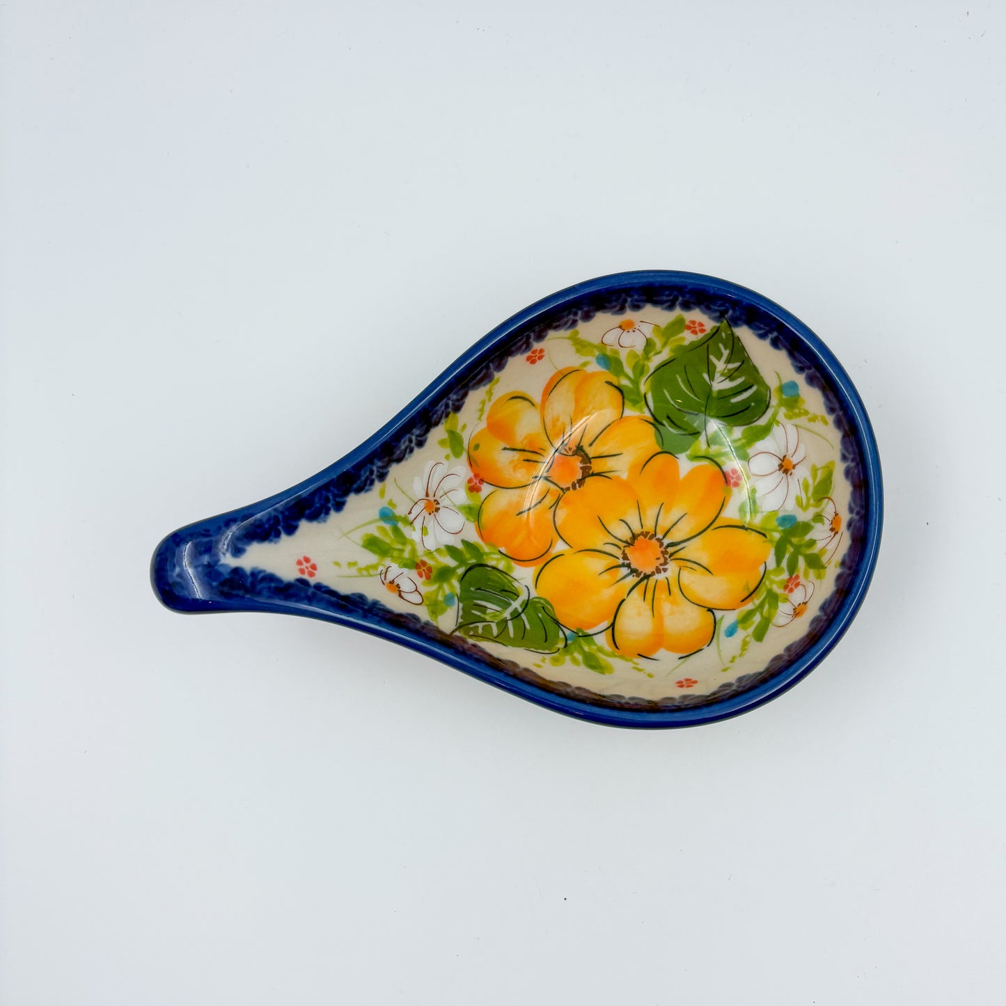 Spoon Stand.  Handmade Polish pottery.  UNIKAT Orange Poppy
