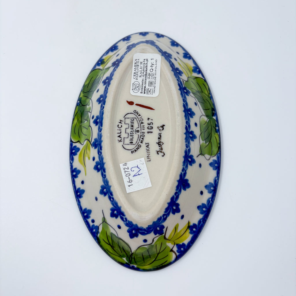 7" Oval Milano Platter  Hand crafted Polish pottery stoneware: UNIKAT Monarch Design
