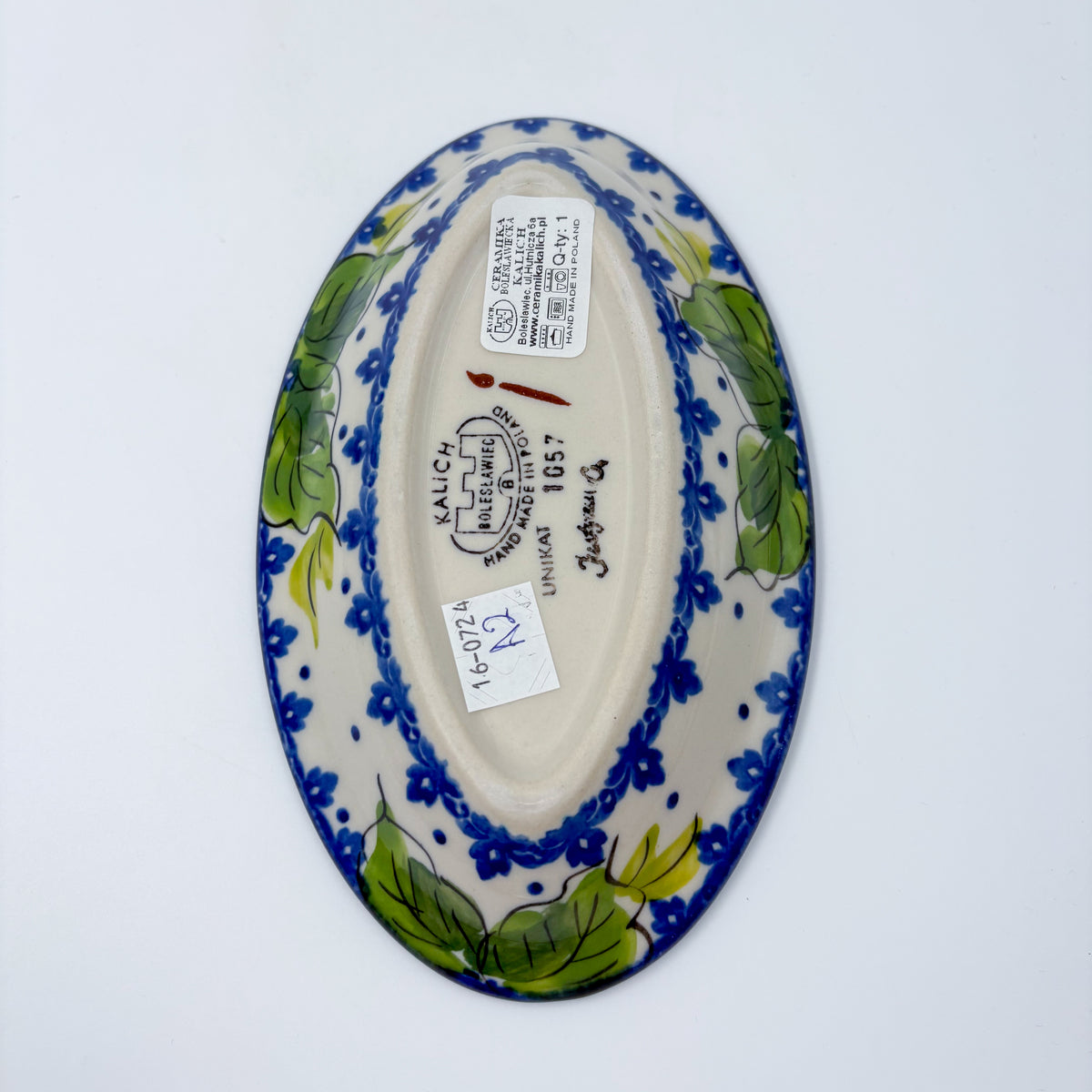 7" Oval Milano Platter  Hand crafted Polish pottery stoneware: UNIKAT Monarch Design