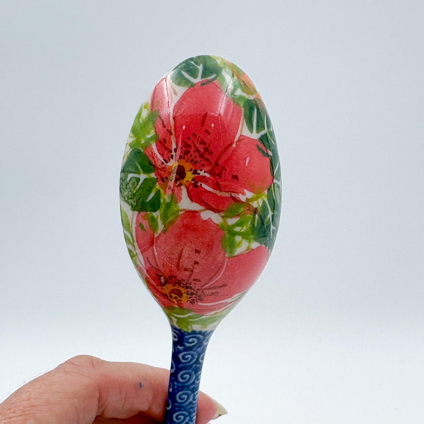 Spoon Lg 8”.  Handmade Polish pottery. UNIKAT Scarlet Fields