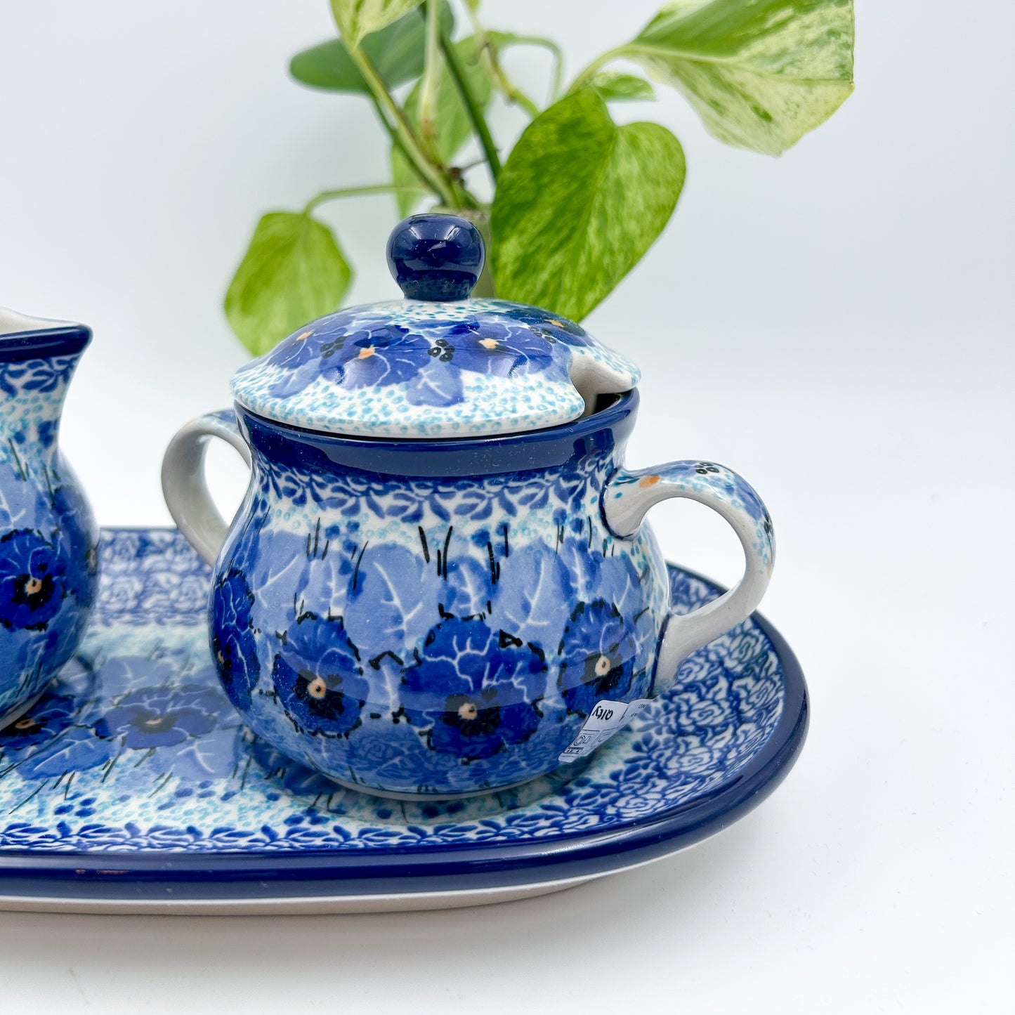 10" Cream and Sugar Set.  UNIKAT Deep Winter Design