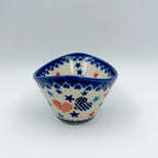 6” Oval Tub Bowl.  Hand crafted Polish pottery stoneware:  UNIKAT Stars and Stripes Pattern