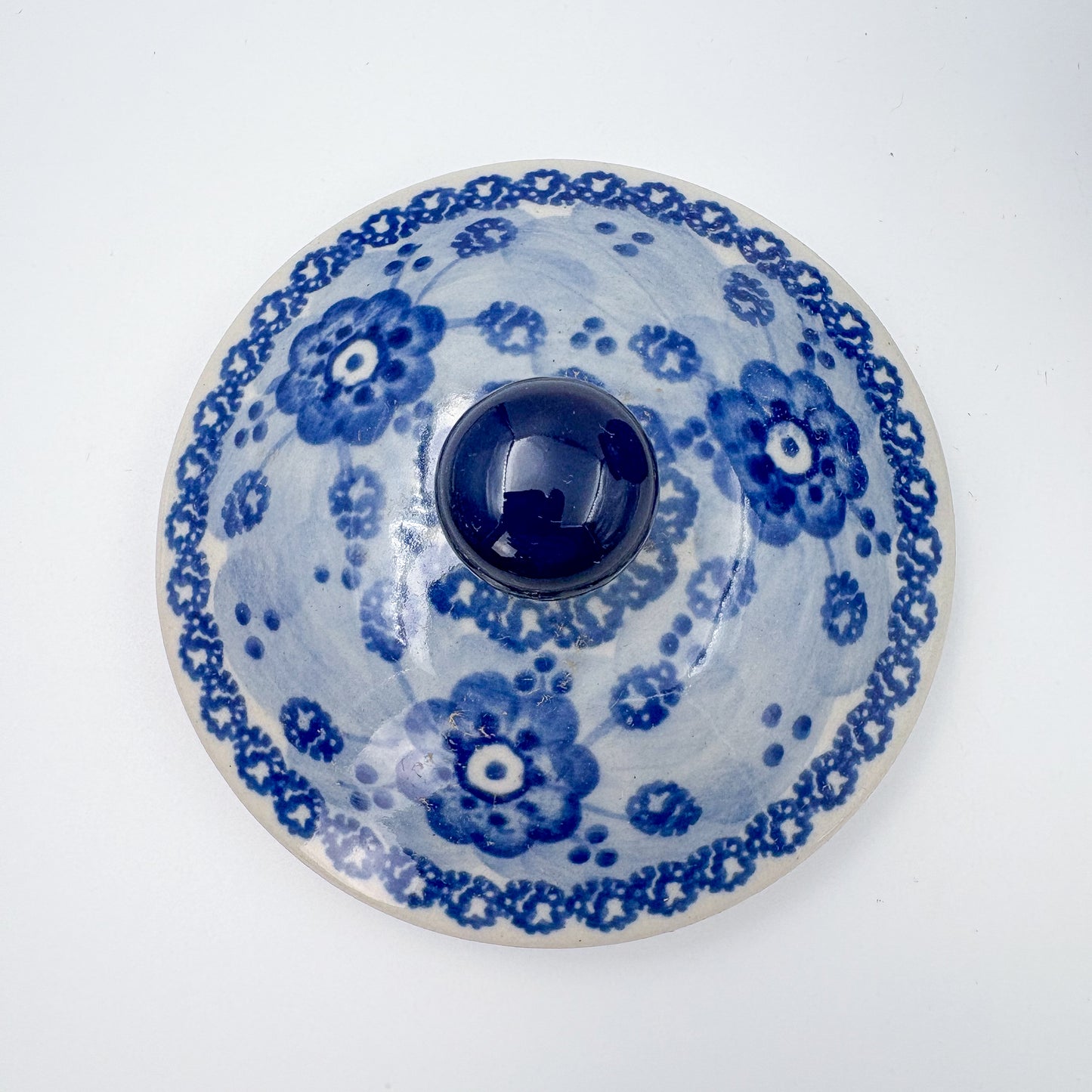 6" Lidded Jar.  Handmade Polish pottery.  UNIKAT Ble Poppy Design