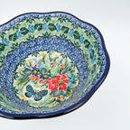 6" Scalloped Bowl.  UNIKAT Spring Floral Garland