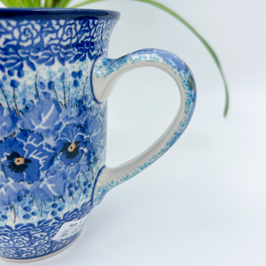 Bistro Mug 17 oz. Handcrafted Polish pottery stoneware:  UNIKAT Deep Winter Design