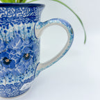Bistro Mug 17 oz. Handcrafted Polish pottery stoneware:  UNIKAT Deep Winter Design
