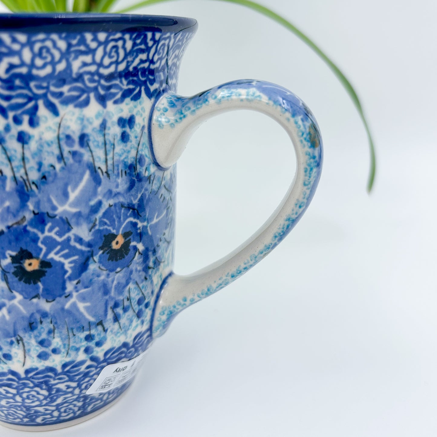 Bistro Mug 17 oz. Handcrafted Polish pottery stoneware:  UNIKAT Deep Winter Design