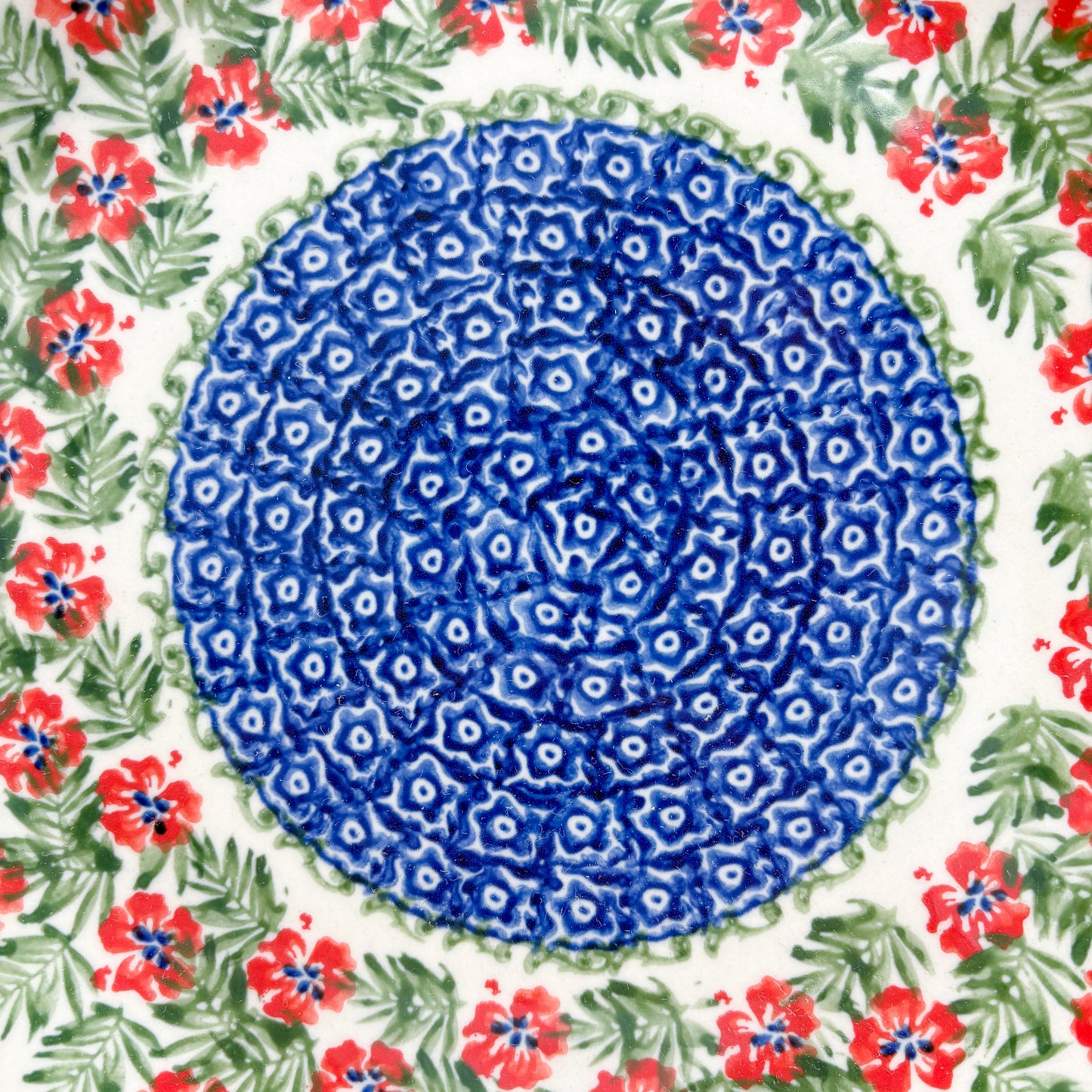 10.28” Plate.  Hand crafted Polish pottery stoneware: Midsummer Bloom Design