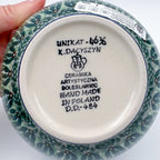 5” Bowl.  Hand crafted Polish pottery stoneware: UNIKAT Green Prairie Design