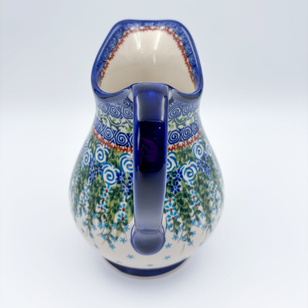 37 oz. Pitcher.  Hand painted Polish pottery stoneware UNIKAT Whispering Ferns