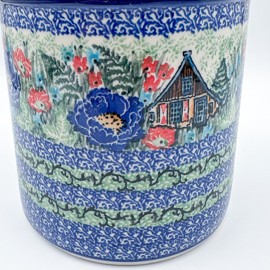 Utensil Jar 6”.  Handmade Polish pottery.  UNIKAT Poppy Chalet