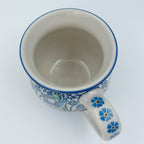 16 oz Polish Pottery bubble mug is made by talented artisans from Poland Blue April Showers Design.  Ceramika Bona Company