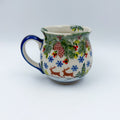 10 oz Bubble Mug. Handcrafted Polish pottery stoneware:  UNIKAT Reindeer Bliss