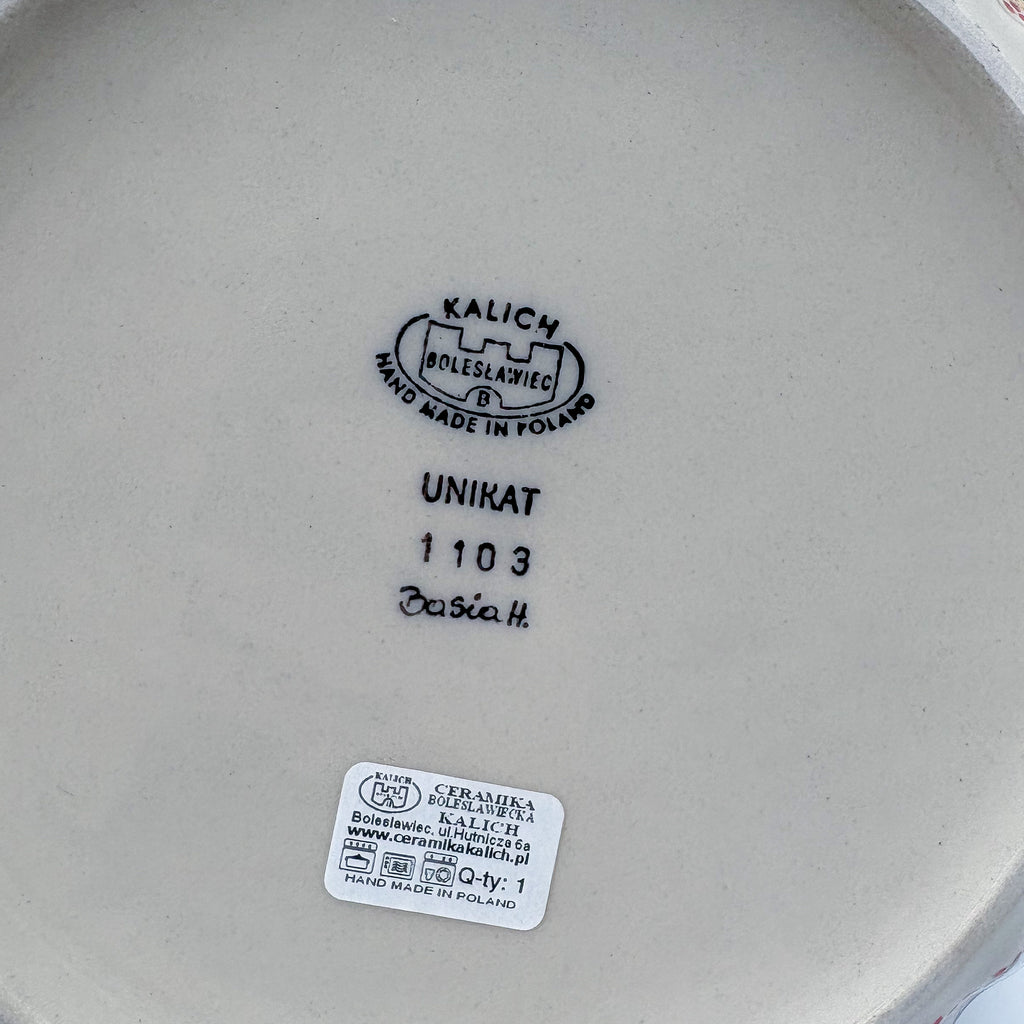 9.6” Pie Baker Handmade in Poland.  UNIKAT Hedgehog and Pumpkins Design