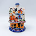 Tea Light Luminary.  UNIKAT Pumpkin Scarecrow Design