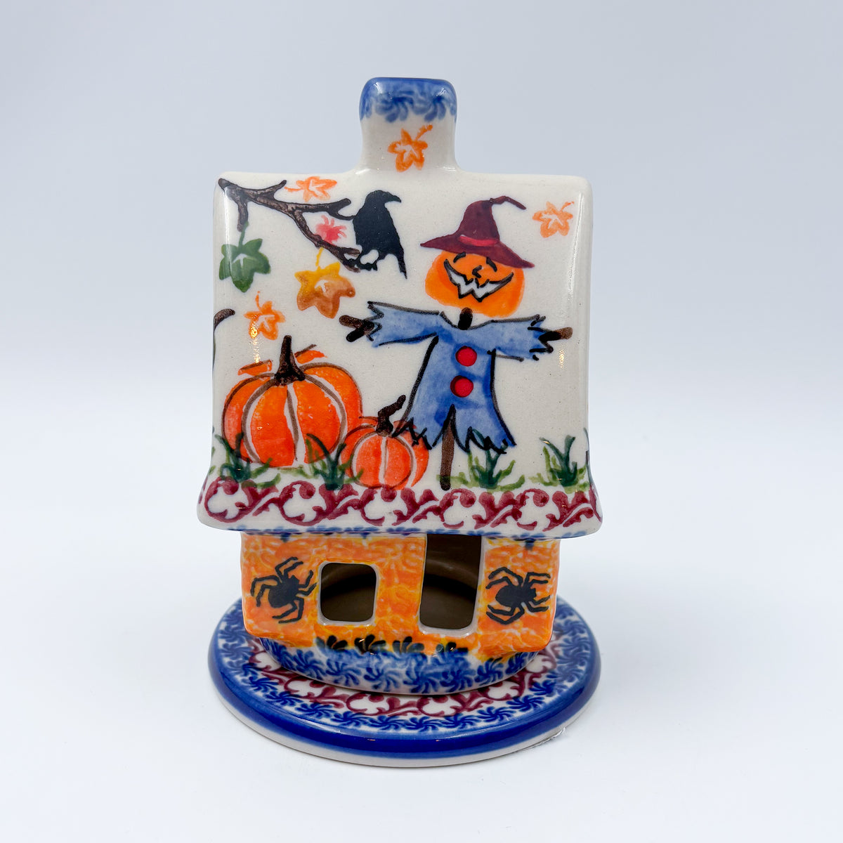 Tea Light Luminary.  UNIKAT Pumpkin Scarecrow Design