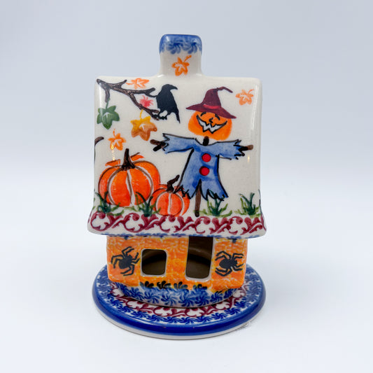 Tea Light Luminary.  UNIKAT Pumpkin Scarecrow Design