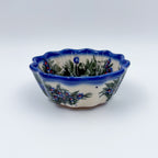 4” Small Babka Bowl.  Hand crafted Polish pottery stoneware:  UNIKAT Forget Me Not Pansy