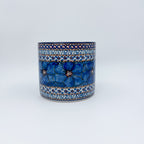 Utensil Jar 5”.  Handmade Polish pottery.  UNIKAT Cobalt Poppies