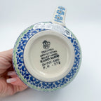 16 oz Polish Pottery bubble mug is made by talented artisans from Poland Blue April Showers Design.  Ceramika Bona Company