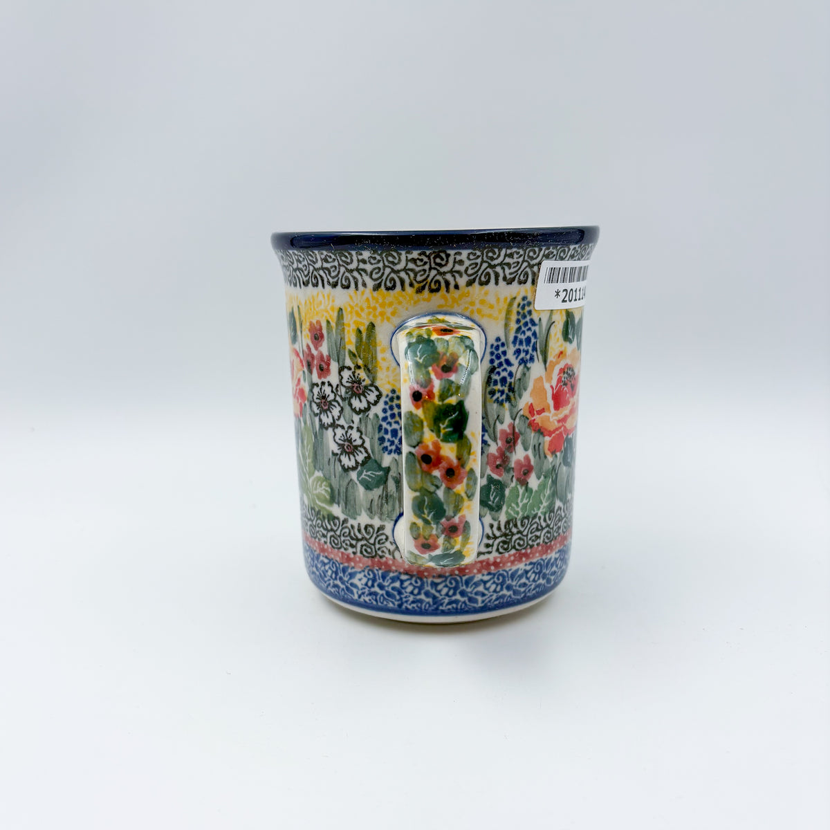 15 oz Bubble Mug. Handcrafted Polish pottery stoneware:  UNIKAT Copper Rose Meadow