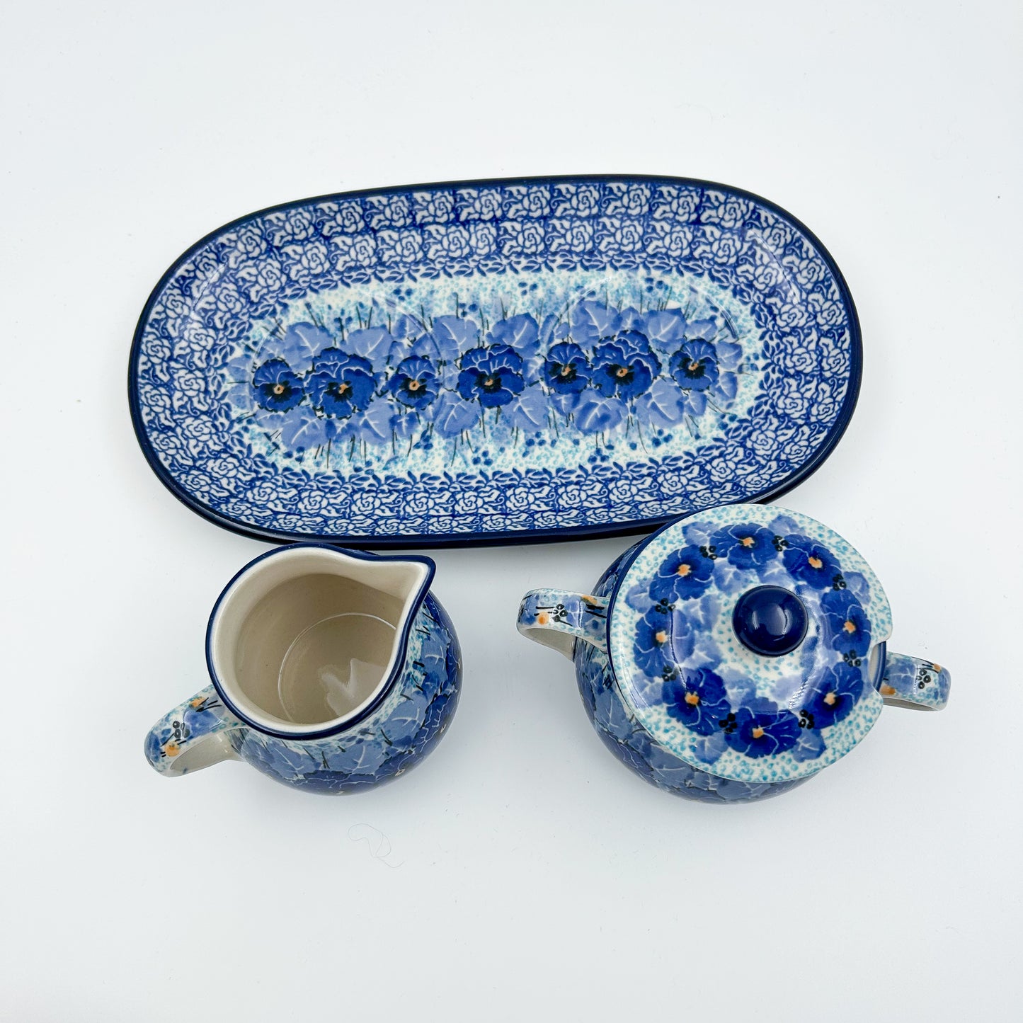 10" Cream and Sugar Set.  UNIKAT Deep Winter Design