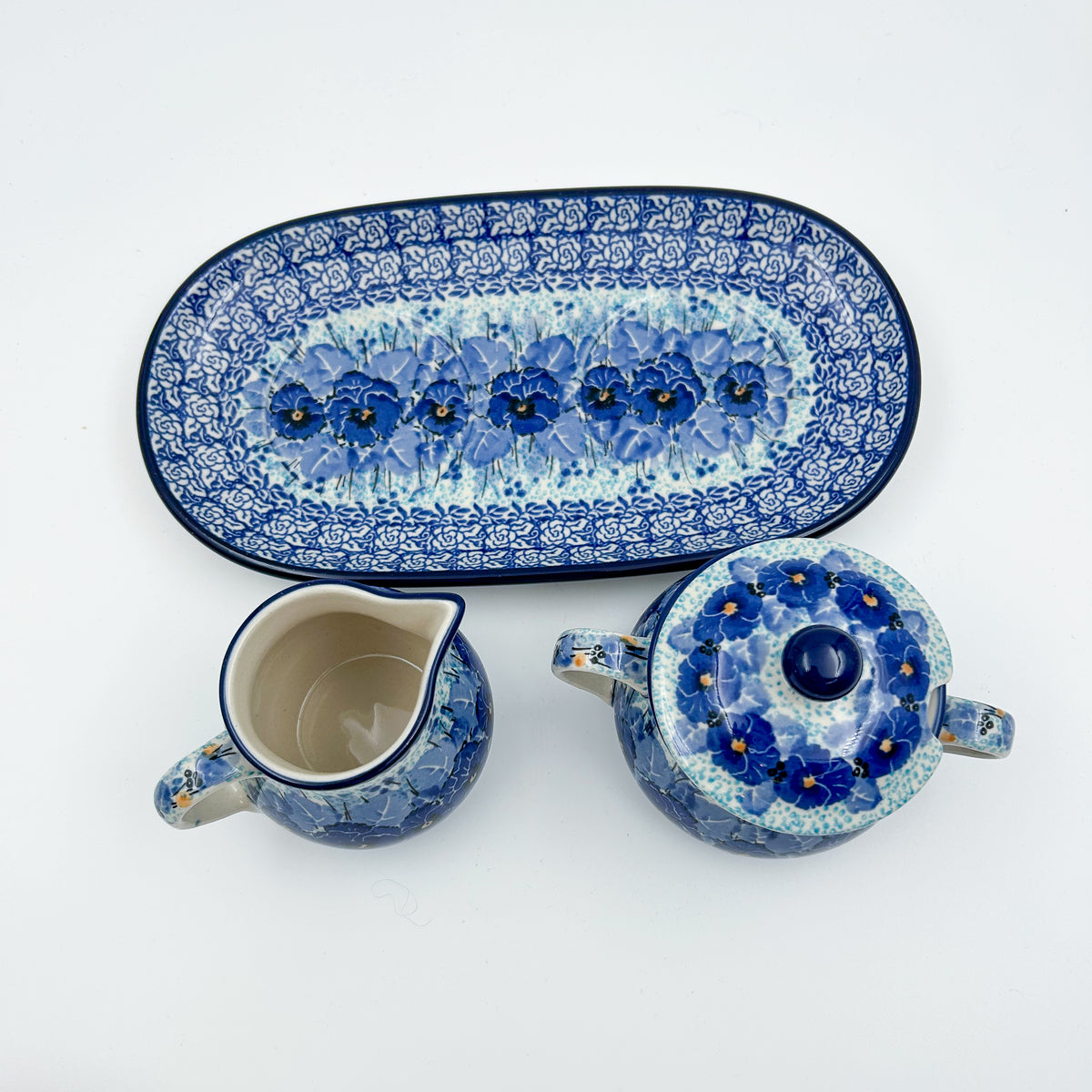 10" Cream and Sugar Set.  UNIKAT Deep Winter Design
