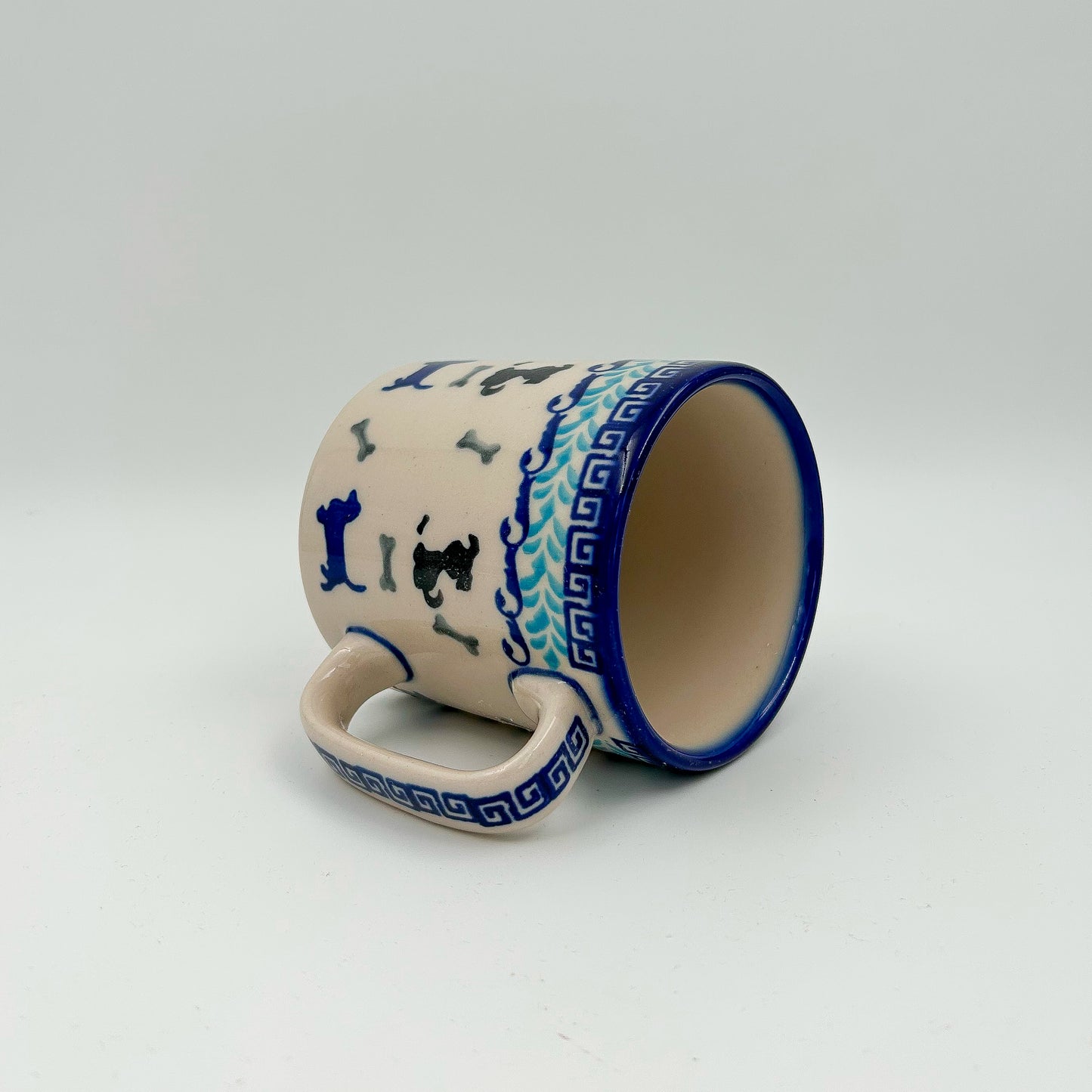 13 oz Puppy Mug. Handcrafted Polish pottery stoneware:  Puppy Pleasure