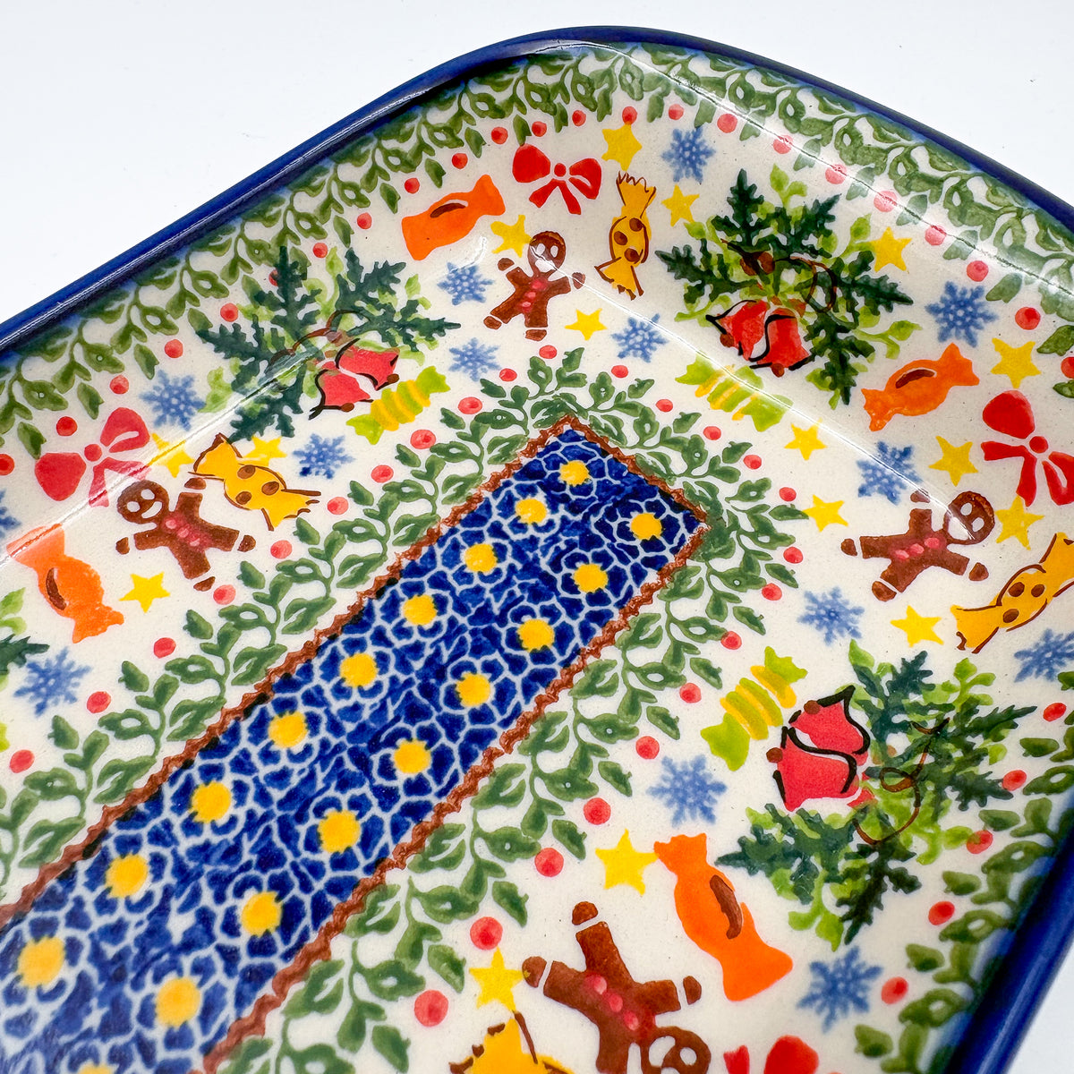 9" Boat Dish .  Hand painted Polish pottery stoneware.  UNIKAT Candyland
