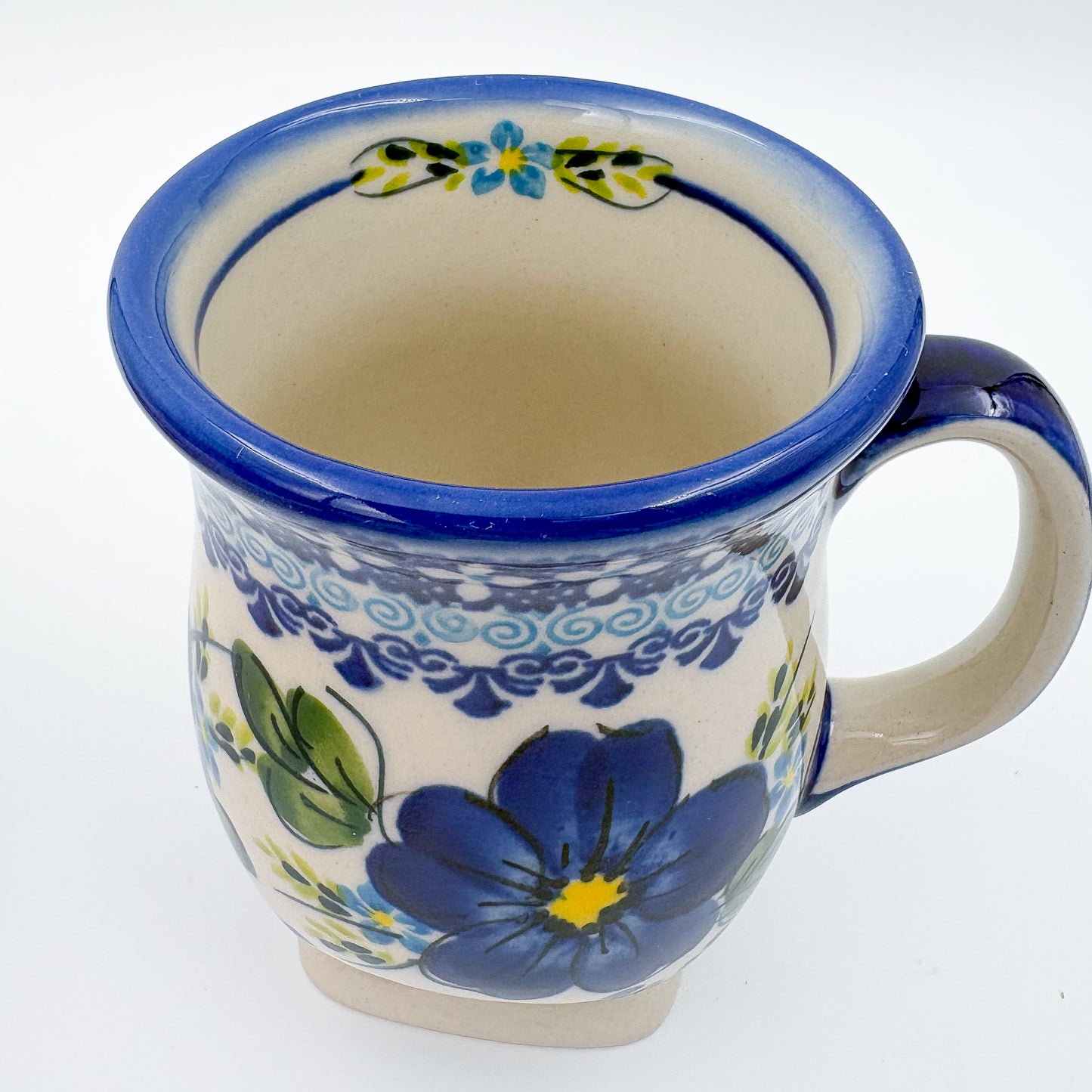 Tulip Mug 10oz. Handcrafted Polish pottery stoneware:  UNIKAT Blue Poppy