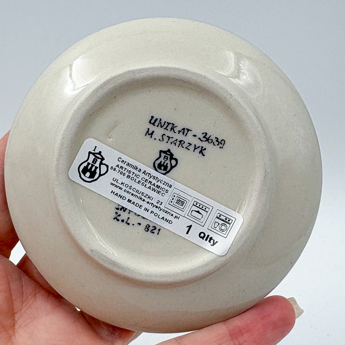 4" Butter Dish Handcrafted in Poland: UNIKAT Deep Winter Design