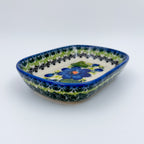6" Butter Platter: UNIKAT Blue Poppy Garden