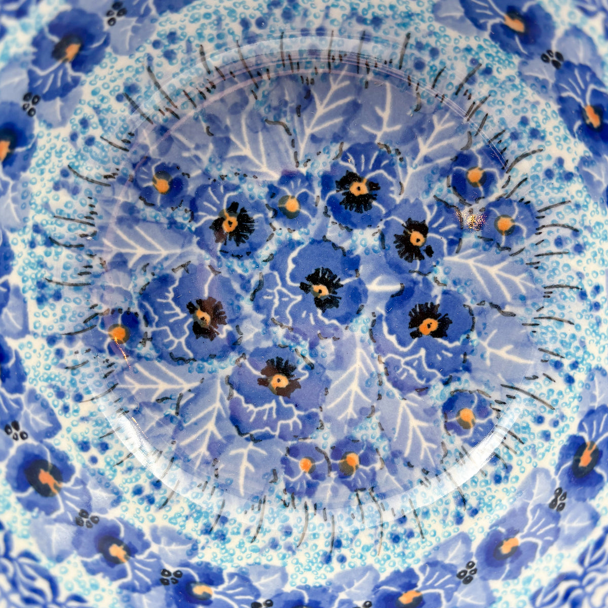 6” Bowl.  Hand crafted Polish pottery stoneware: UNIKAT Deep Winter Design