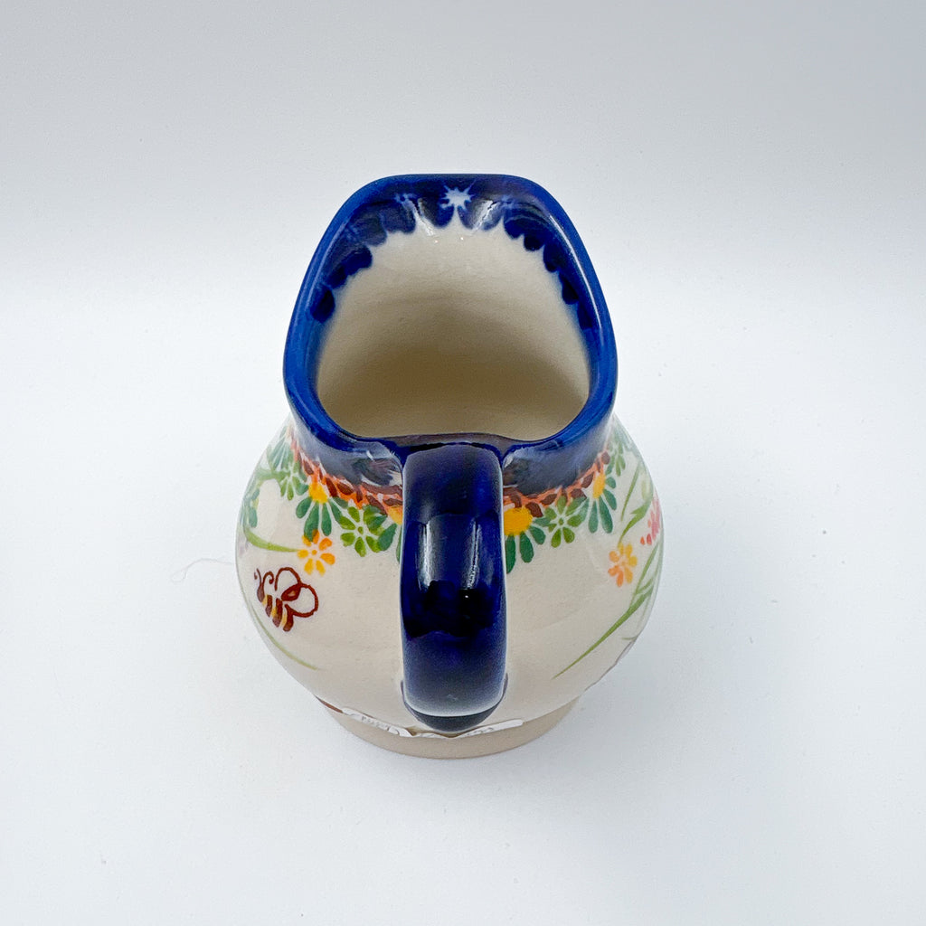 6 oz Kubus Creamer. Handcrafted in Poland UNIKAT Orange Poppy