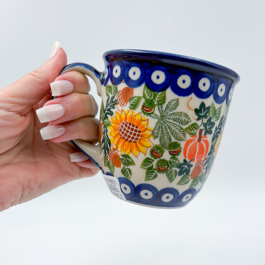 14 oz Viking Mug. Handcrafted Polish pottery stoneware:  UNIKAT Sunflower Meadow