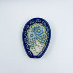 Spoon Rest 5”.  Handmade Polish pottery.  UNIKAT Gorgeous Morning Glory Design