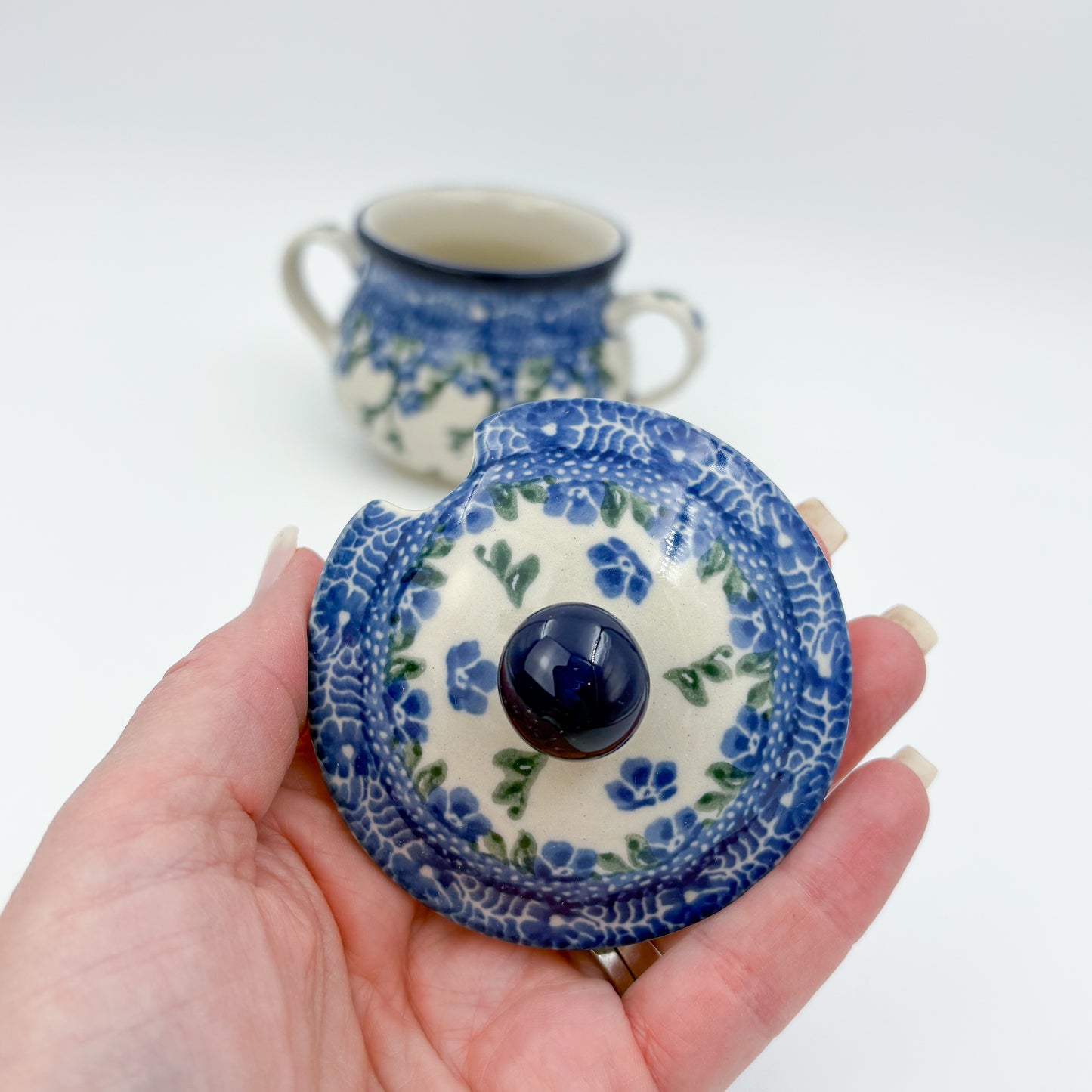 7oz. Sugar Bowl.  Baby Blue Bird Design
