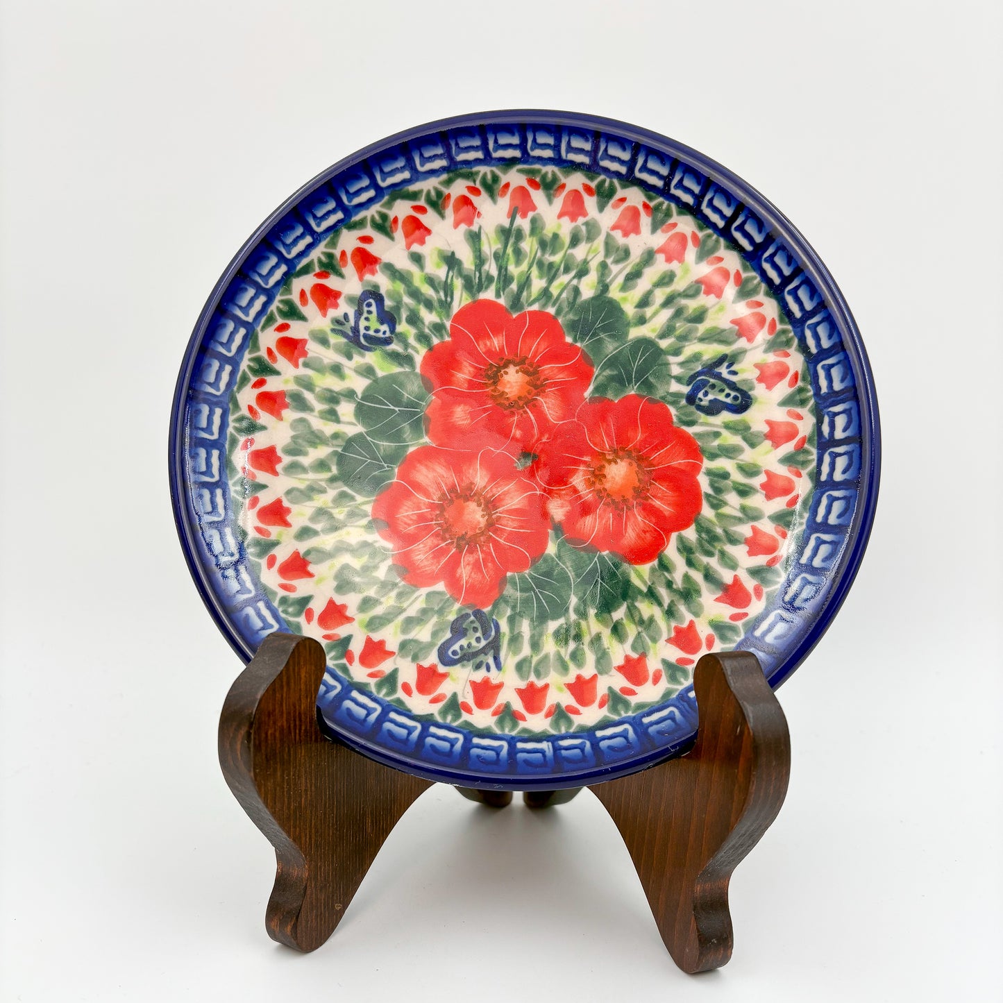 7” Plate.  Hand crafted Polish pottery stoneware: UNIKAT Happiness Design
