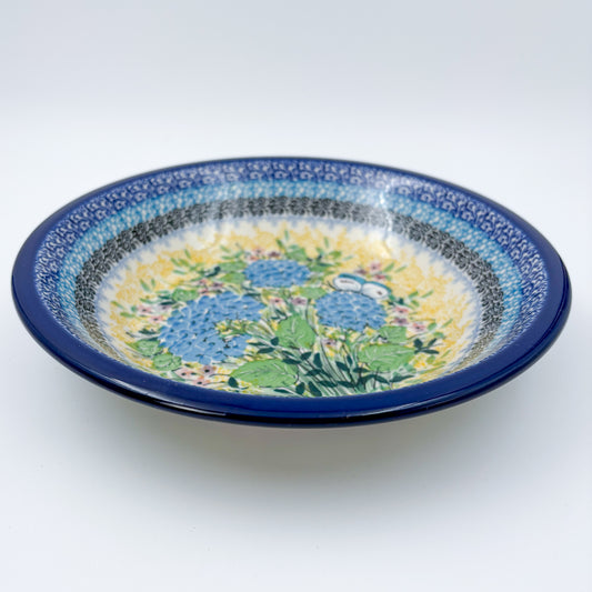 8” Pasta  Bowl.  Hand crafted Polish pottery stoneware: UNIKAT Blue Hydrangea Design