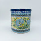 Utensil Jar 6”.  Handmade Polish pottery.  UNIKAT Blue Hydrangea